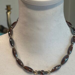 Vintage Robert Rose Earth Tone Beaded Necklace - Y2K Boho Chic